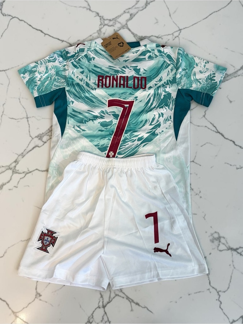 Cristiano Ronaldo #7 Portugal Kids Soccer Jersey Set 2026 Away Kit XS-XL